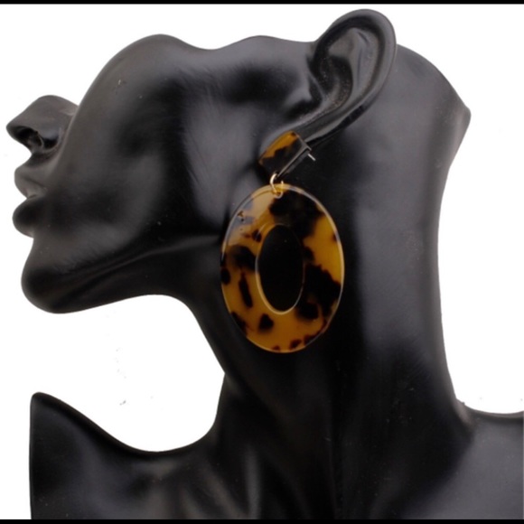Acrylic Tortoise Earrings Boho Geometric Shape - Picture 3 of 3
